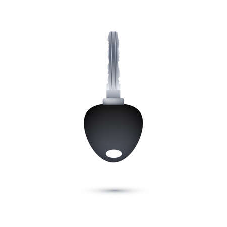 Metallic realistic key with plastic handle. Vector illustration on white backgroundのイラスト素材