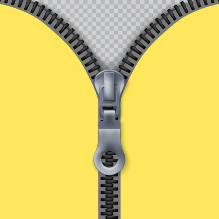 Zipper. Zippered lock and unlock. Closed and open zipper. Vector illustrationのイラスト素材