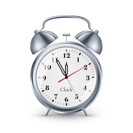 Realistic clock with bells in metallic vintage style. Vectorのイラスト素材