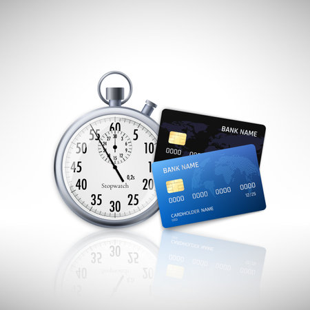 Timer and credit card. Fast Loan Concept. Vector illustrationのイラスト素材