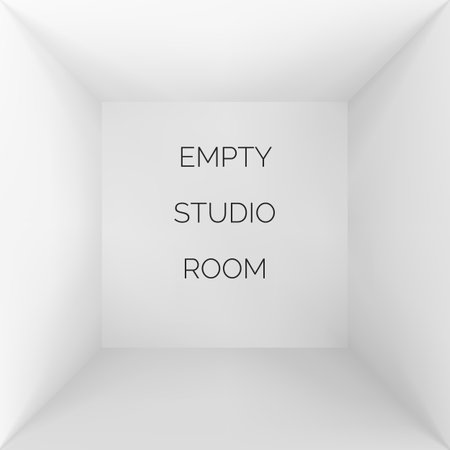 Empty 3d studio. White container inside view. Wrapping or box template. Vectorのイラスト素材