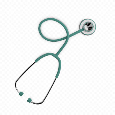 Stothoscope 3d render. Health care banner concept. Diagnostics of heart and lung health. Medical equipment.  Vector illustrationのイラスト素材