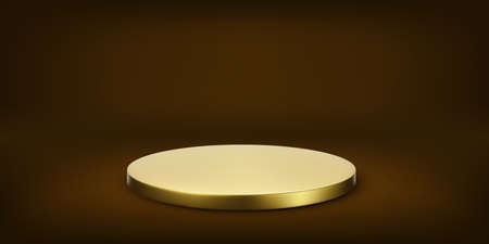 Gold podium platform. Empty stage or studio. Vector illustrationのイラスト素材