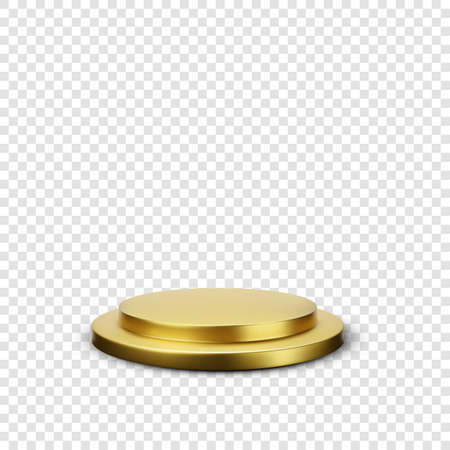 Gold round podium platform isolated on transparent background. Empty stage or studio. Vector illustrationのイラスト素材