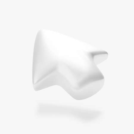 White arrow. Computer pointer or mouse cursor with shadow. White volume left arrow isolated on white background. Vector illustrationのイラスト素材