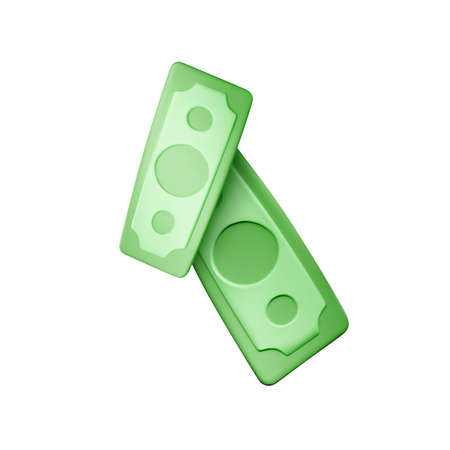 Dollar banknote. Green paper bill. Fly cartoon money isolated on white background. Vector...
