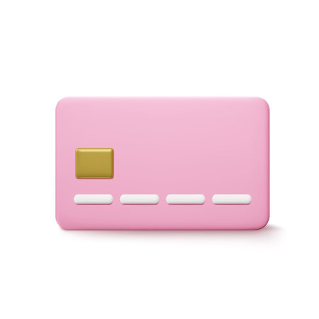 Cartoon style pink credit card. Banking operation. Financial transactions and payments. Credit card for online payment or shopping. Vector illustrationのイラスト素材