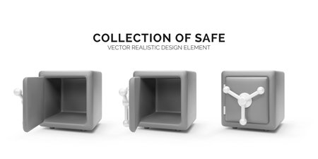 Realistic 3d mobile phone with safe on screen with open door and money bags inside. Safety and protection money concept. Vectorのイラスト素材
