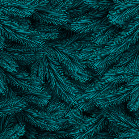 New Year Tree Holiday Background. Christmas tree decoration. Pine branches in blue color. Vector illustrationの写真素材