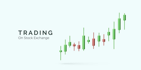 Stock exchange trading concept. 3D Candlestick diagram. Global trend in the stock and bond market. financial management and investment strategy with growth profit. Vector illustrationのイラスト素材
