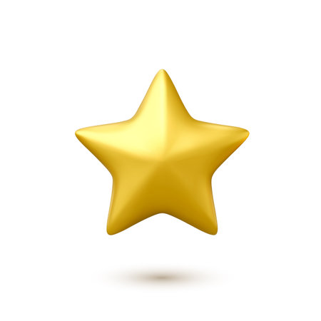3D gold star icon. Star shape. Design element for app and web. Vector illustrationのイラスト素材