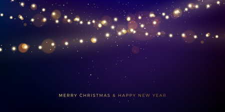 Colorful Christmas Lights. Glowing Festive Garland. Holiday decoration. Vector illustrationのイラスト素材