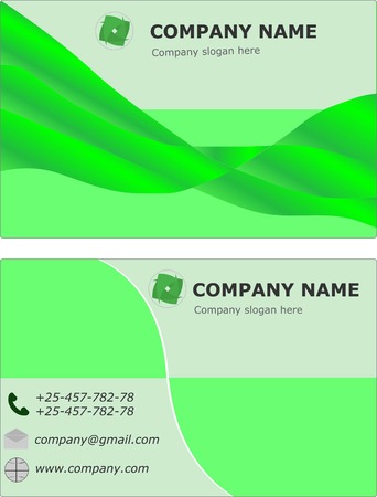 Business card set template, visit card. Green and white color. Vector illustrationのイラスト素材