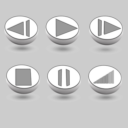 Set of 3d media player buttons on a gray background, collection design elements, vector illustrationのイラスト素材