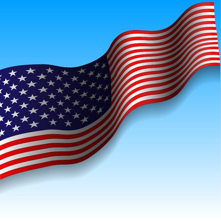 Realistic USA flag isolated on gradient blue-white background, stock vector illustration. Patriot day, memory day, independence day on November 9のイラスト素材