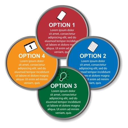 Vector circle infographic. Template for diagram, graph, presentation and chart. Business concept with four options, parts, steps or processes. Abstract background.のイラスト素材