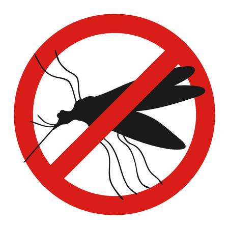 Anti mosquito sign with a funny cartoon mosquito.のイラスト素材