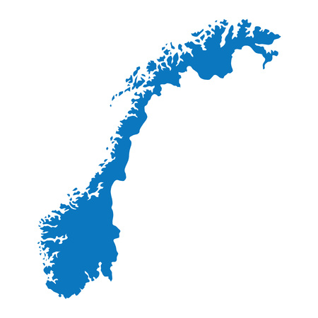 Blank Blue similar Norway map isolated on white background. European country. Vector template for website, design, cover, infographics. Graph illustration.のイラスト素材