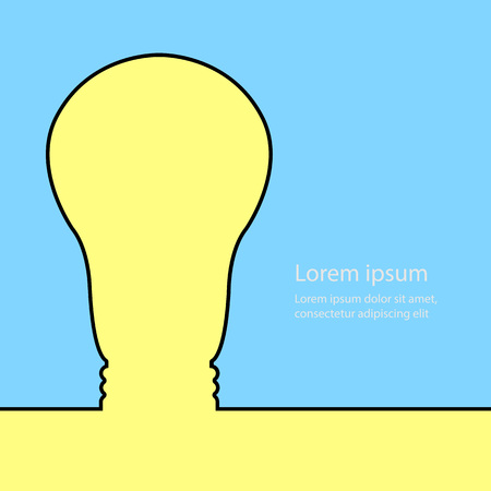 Light bubble outline abstract background. Yellow Lamp minimalism. Vector line illustration.のイラスト素材
