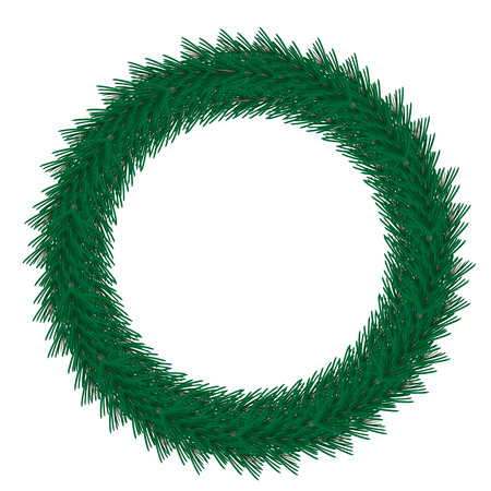 Vector green christmas wreath isolated on background. Realistic flat style. Template for your design. . Vector illustration.のイラスト素材