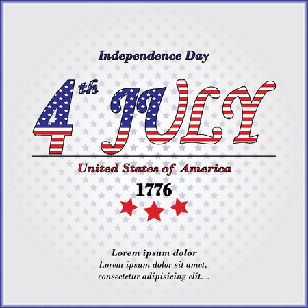 Abstract computer graphic design; Holidays layout template with stars on national flag colors background for fourth 4 July, American Independence Day isolated, poster vector illustrationのイラスト素材