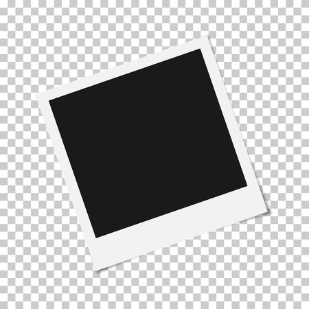Blank photo frame with adhesive tape isolated on transparent background, shadow effect and empty space for your photograph and picture.  vector illustrationのイラスト素材