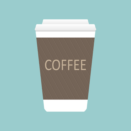 Simple flat Coffee cup icon isolated on blue background. Modern minimalism. Template for your design. Vector illustration signのイラスト素材