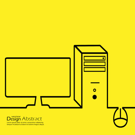 Outline desktop. Minimal abstract background.. Vector illustration.のイラスト素材