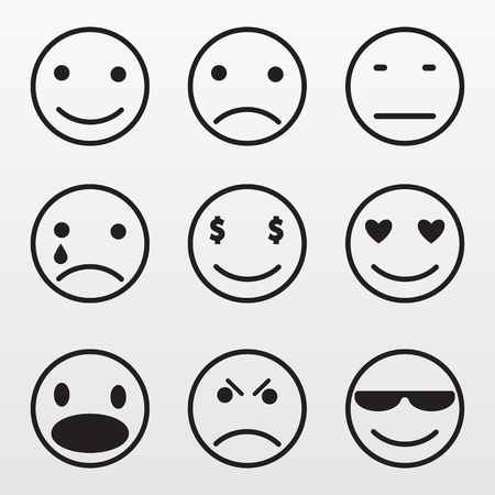 Gray Emotion set icons isolated on background. Modern flat pictogram, business, marketing, internet concept. Trendy Simple vector symbol for web site design or button to mobile app. illustrationのイラスト素材
