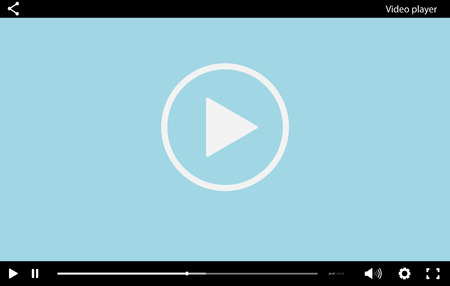 Blue flat Video player bar template for your design. Trendy Minimal Flash interface in social style. Modern vector illustration for web site and appのイラスト素材