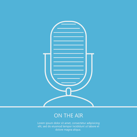 Microphone on the air outline background. Minimalism. . Vector illustrationのイラスト素材