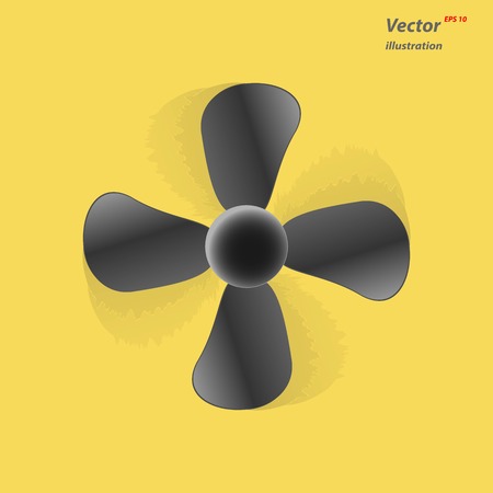 The fan icon. ventilator, blower, propeller symbol isolated on yellow background. Flat Vector illustration, stock vectorのイラスト素材