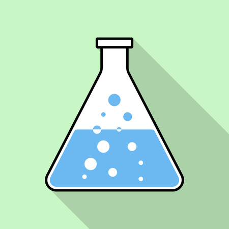 Conical Flask Icon Isolated on green background. Laboratory or chemistry symbol. Vector illustrationのイラスト素材