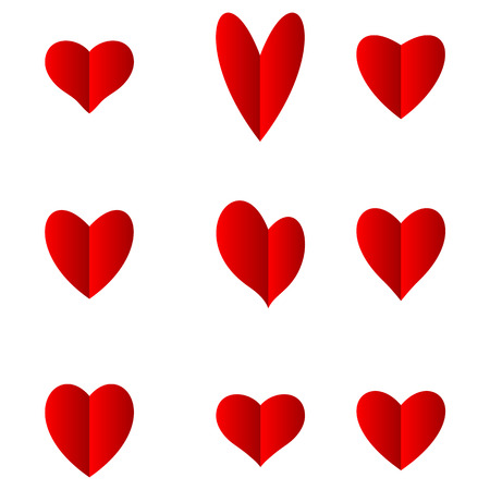 Hearts set for Valentine day isolated on white background. . Vector illustrationのイラスト素材