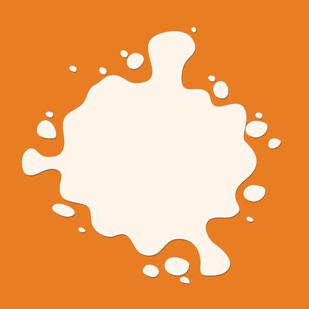 White milk splash. Blot icon on orange background. Modern flat pictogram concept. Trendy Simple vector symbol for web site design or button to mobile app. illustrationのイラスト素材