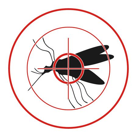 Anti mosquito sign with a funny cartoon mosquito.のイラスト素材