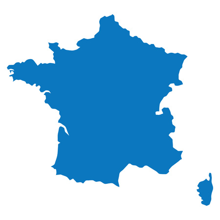 Blank Blue similar France map isolated on white background. European country. Vector template for website, design, cover, infographics. Graph illustration.のイラスト素材