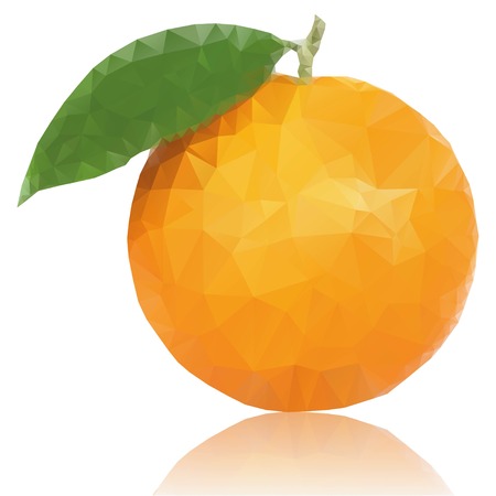 Realistic unusual polygonal isolated Red Orange fruit. Modern vector editable template. New transparent polygonal illustrationのイラスト素材