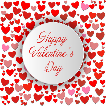 Happy Valentine's day. Round lettering card. . Vector illustrationのイラスト素材