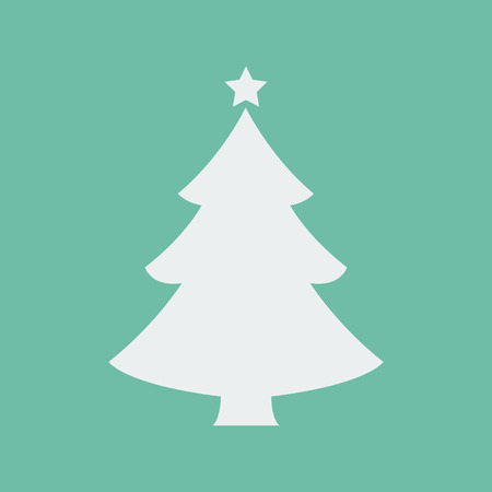 White Christmas tree with shadow isolated on red background. Vector illustrationのイラスト素材