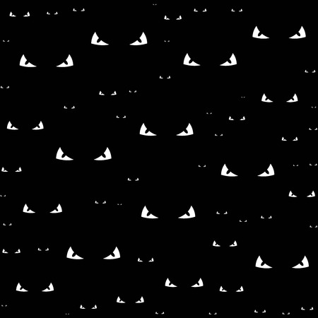 vector illustration of mysterious domestic eyes in the dark. Halloween background. Angry thingsのイラスト素材