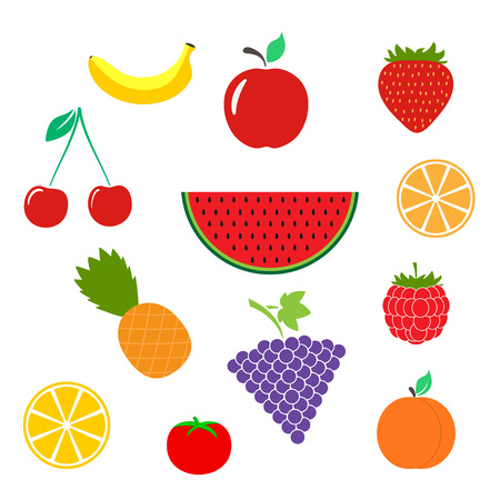 Color Fruits icon isolated on background. Modern flat pictogram, business, marketing, internet concept. Trendy Simple vector symbol for web site design or button to mobile app. illustrationのイラスト素材