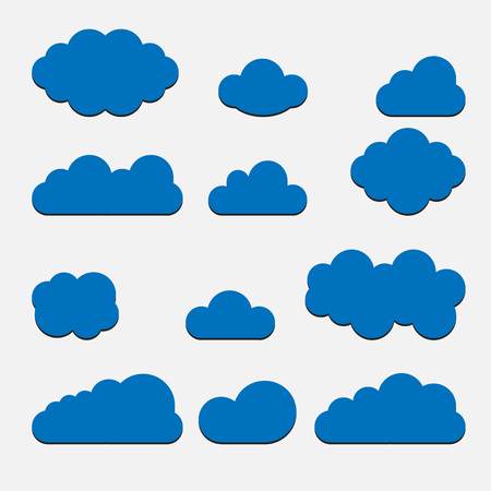 Blue Cloud set icons isolated on background. Modern flat pictogram, business, marketing, internet concept. Trendy Simple vector symbol for web site design or button to mobile app. illustrationのイラスト素材