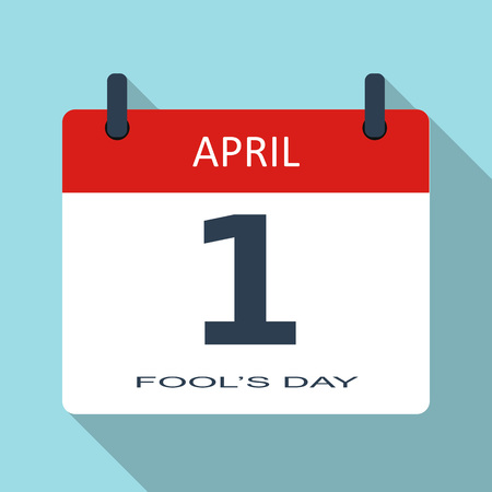 1 April. Fools day. Vector flat daily calendar icon. Date and time, month. Holiday. Modern simple sign template for web site and mobile app illustration.のイラスト素材