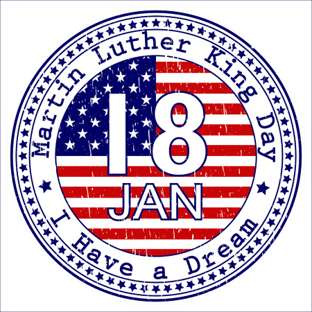 Martin Luther King Day grunge stamp with isolated frayed layout. . Vector illustrationのイラスト素材