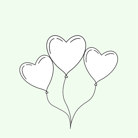 Black thin line balloon like heart isolated on background. linear style trend modern design. . Vector illustrationのイラスト素材