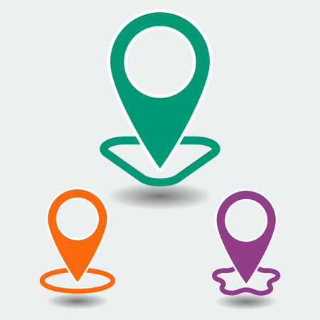 Set of Map point with shape and shadow. icon isolated on background. Modern pin marker internet concept. Trendy Simple vector symbol for web site design or button to mobile app. illustrationのイラスト素材