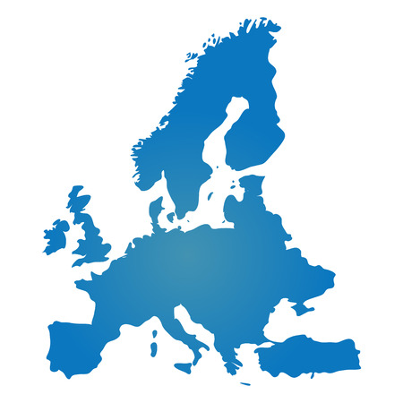 Blank Blue similar Europe map isolated on white background. Vector template for website, design, cover, infographics. Graph illustration.のイラスト素材