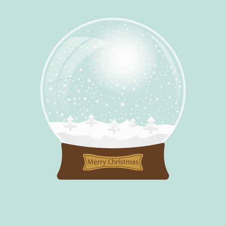 Christmas transparent snowglobe with tree.  Vector illustrationのイラスト素材