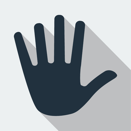 Gray Stop hand icon isolated on background. Modern flat pictogram, business, marketing, internet concept. Trendy Simple vector symbol for web site design or button to mobile app.  illustrationのイラスト素材